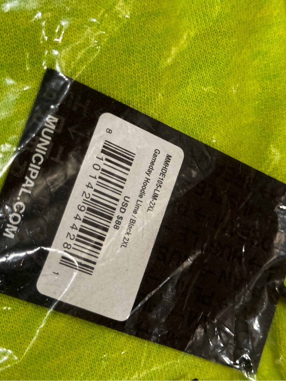 NWT Municipal Gameday Hoodie Lime & Black - Picture 6 of 6